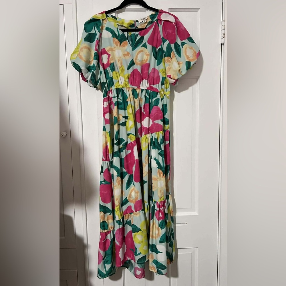 Umgee Pink and Green Floral Kids Dress